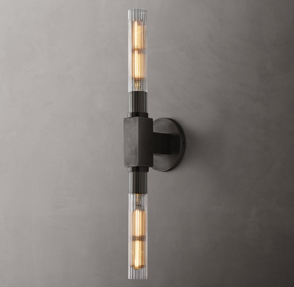 Canella Linear Wall Sconce – Brass Ribbed Glass Linear Wall Lighting Fixture