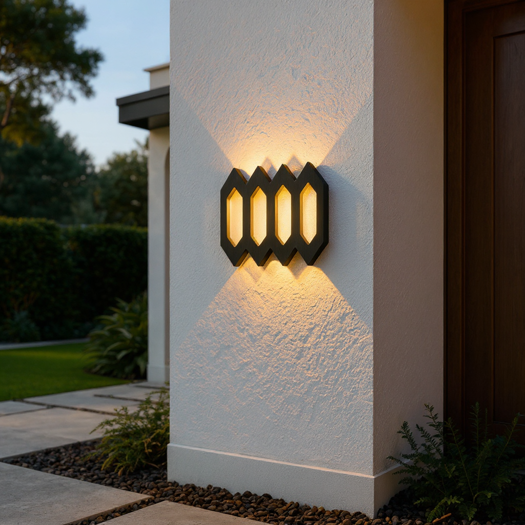Hexa Shield Wall Lamp – LED Outdoor Geometric Wall Lighting Fixture