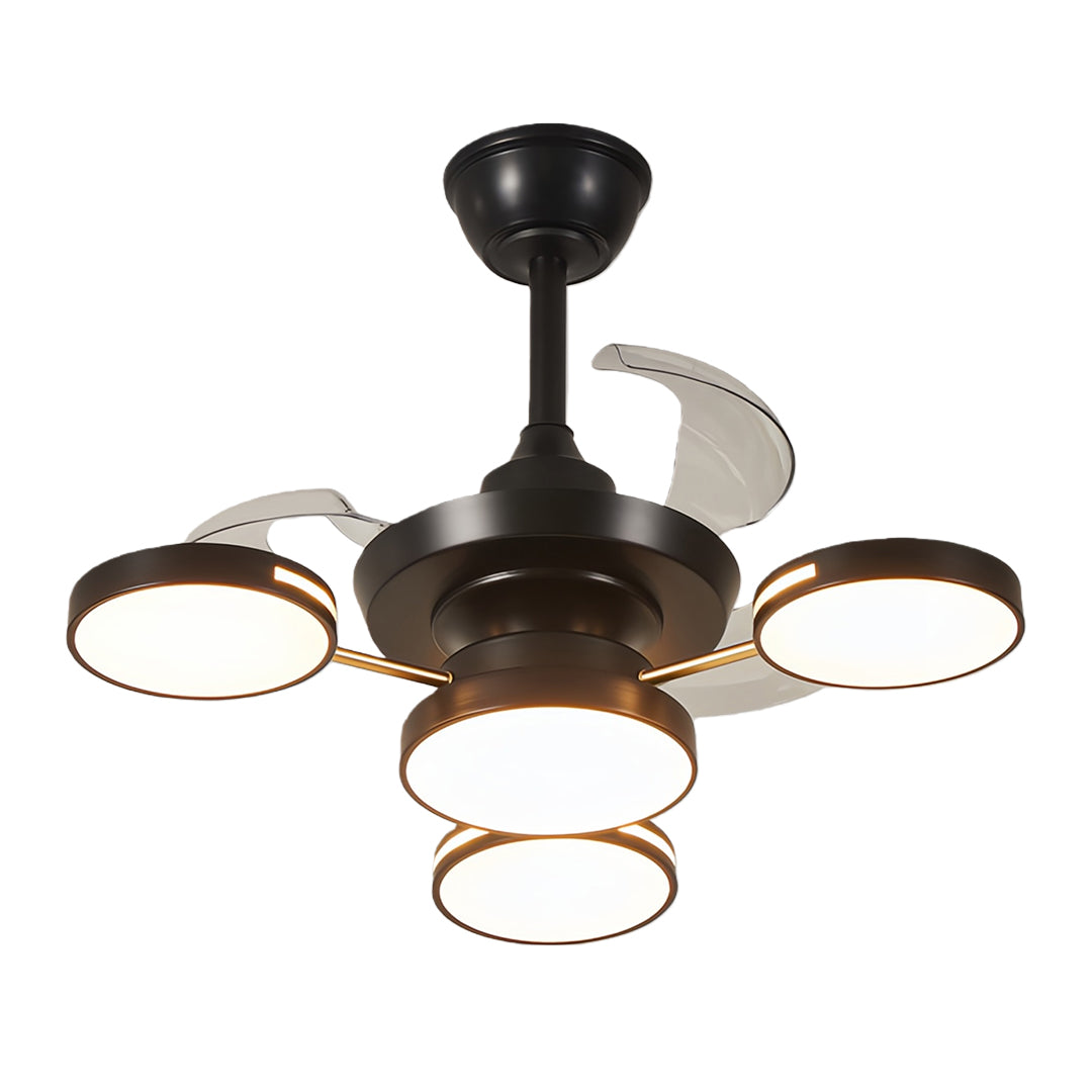 Aurex Four Light Ceiling Fan Light – Modern Gold LED Chandelier Fan Retractable Blade Fixture