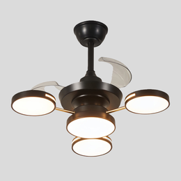 Aurex Four Light Ceiling Fan Light – Modern Gold LED Chandelier Fan Retractable Blade Fixture