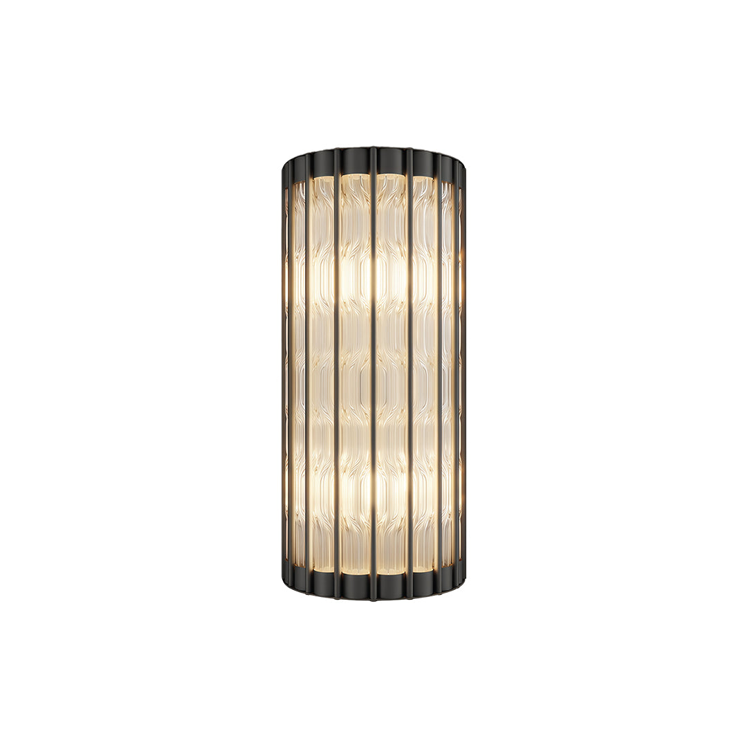 Aurelius Fluted Crystal Wall Lamp  – Cylindrical Glass Brass Interior Wall Lighting Fixture