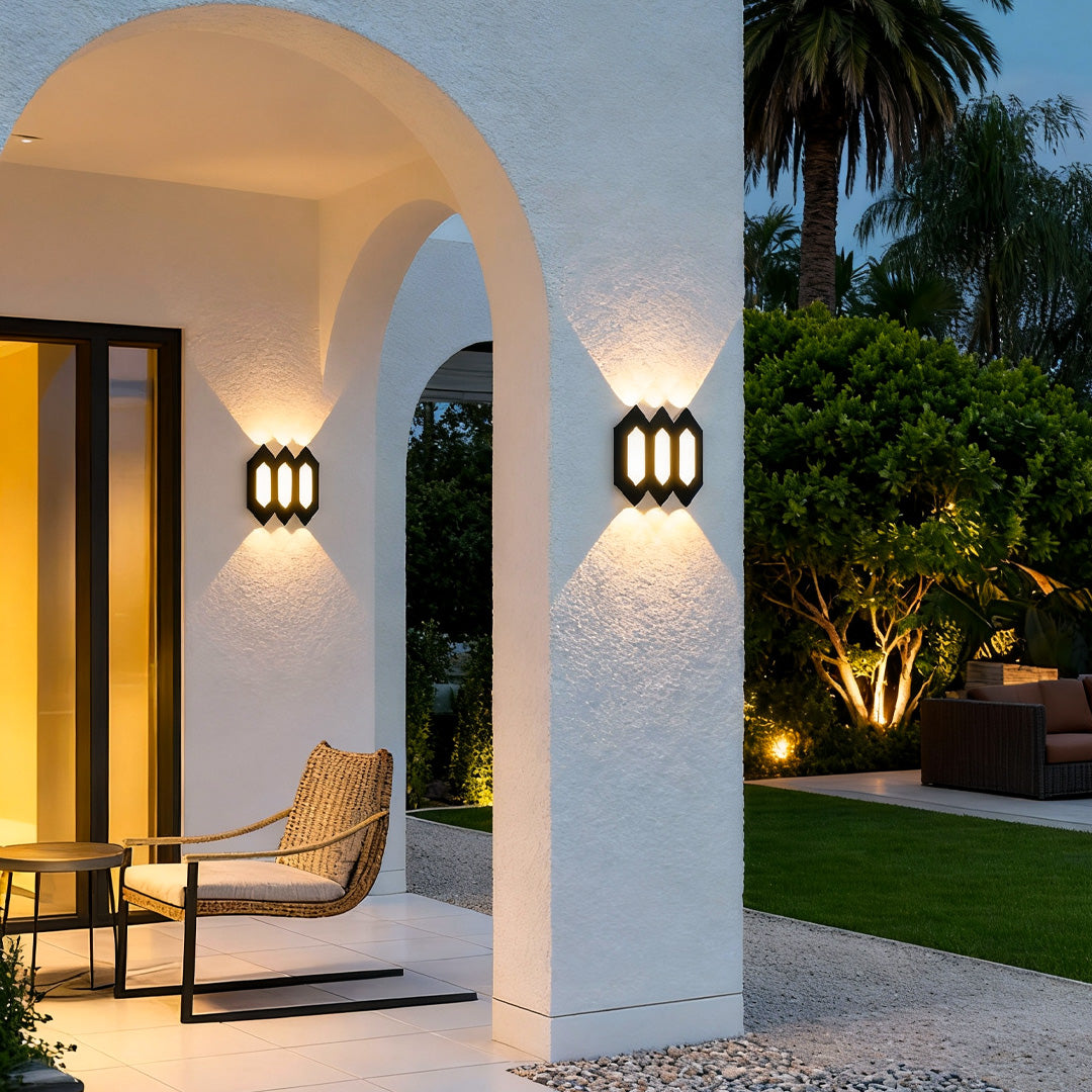 Hexa Shield Wall Lamp – LED Outdoor Geometric Wall Lighting Fixture