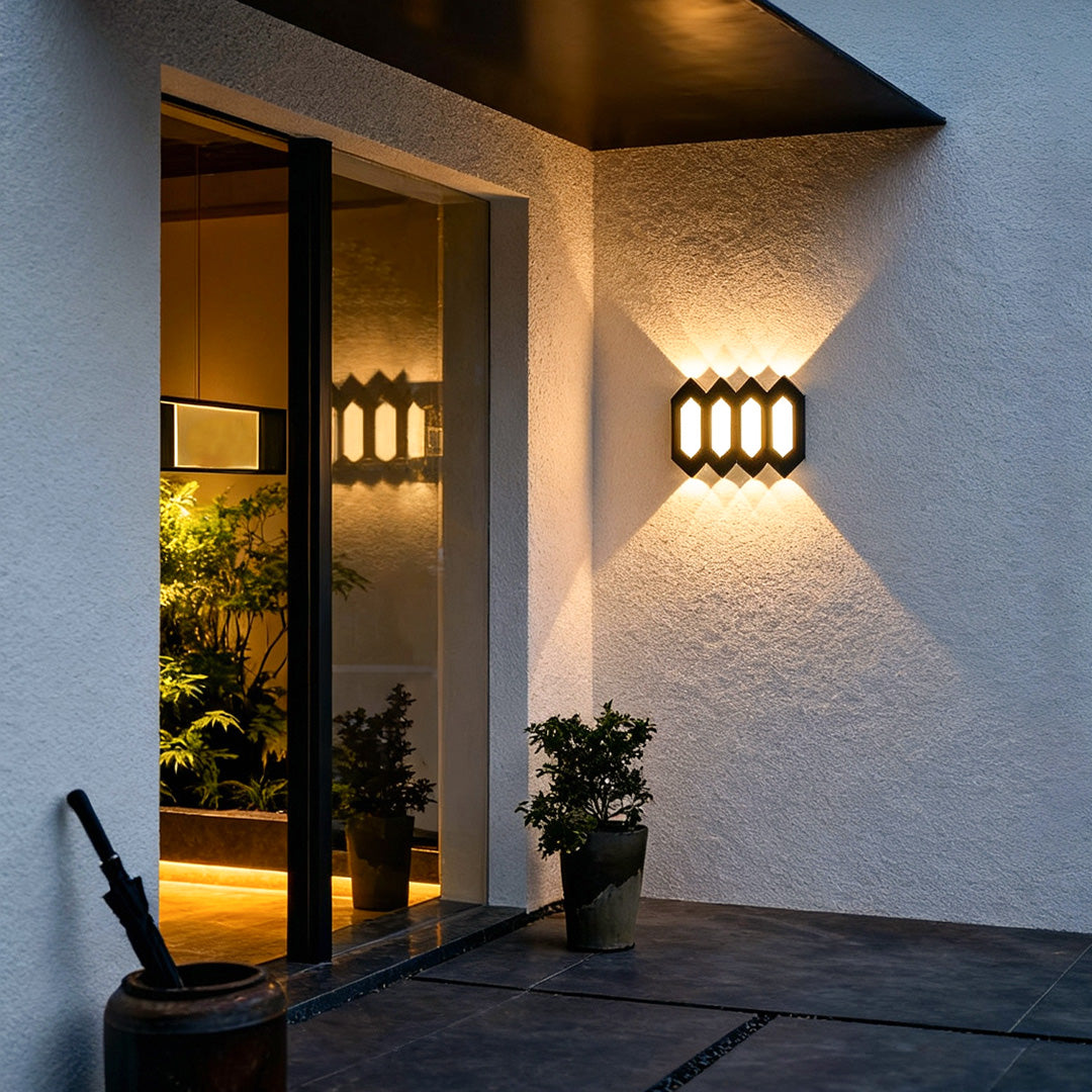 Hexa Shield Wall Lamp – LED Outdoor Geometric Wall Lighting Fixture