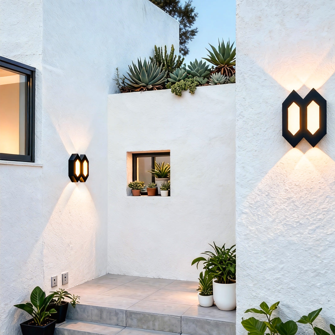 Hexa Shield Wall Lamp – LED Outdoor Geometric Wall Lighting Fixture