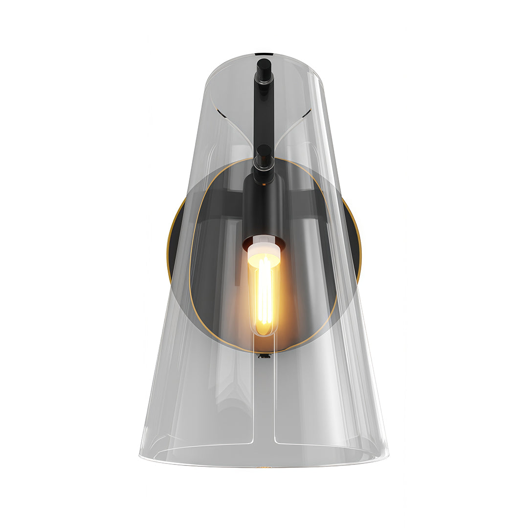 Vireo Tapered Glass Wall Lamp – Angled Clear Shade Interior Wall Lighting Fixture