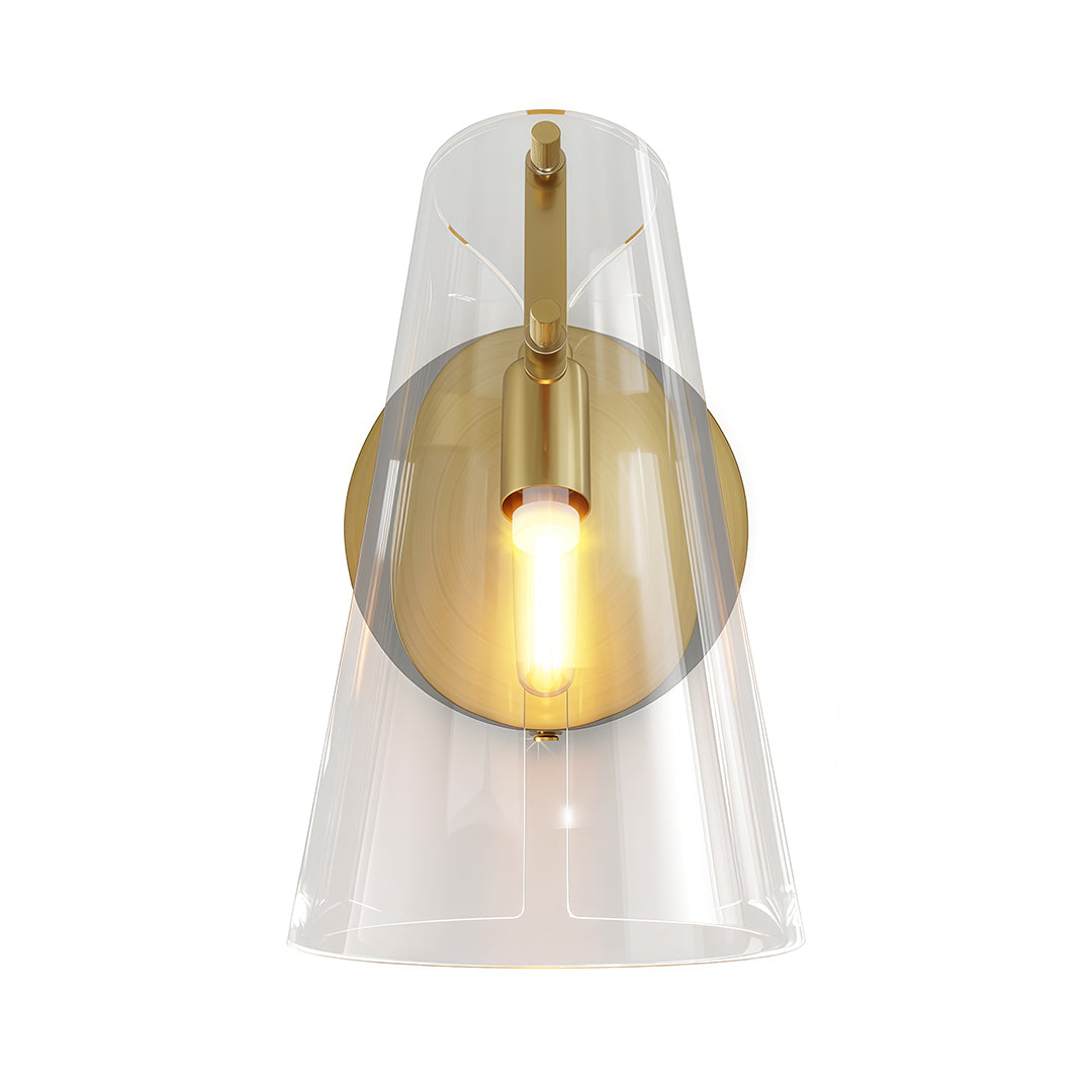 Vireo Tapered Glass Wall Lamp – Angled Clear Shade Interior Wall Lighting Fixture