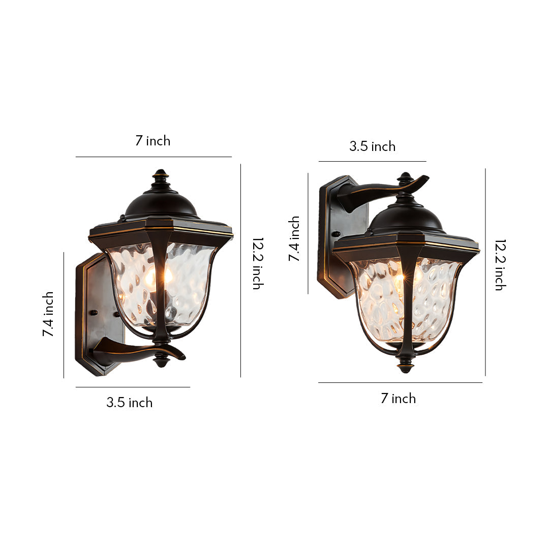 Regent Lantern Outdoor Wall Lamp Classic Series – Textured Glass Exterior Wall Lighting Fixture