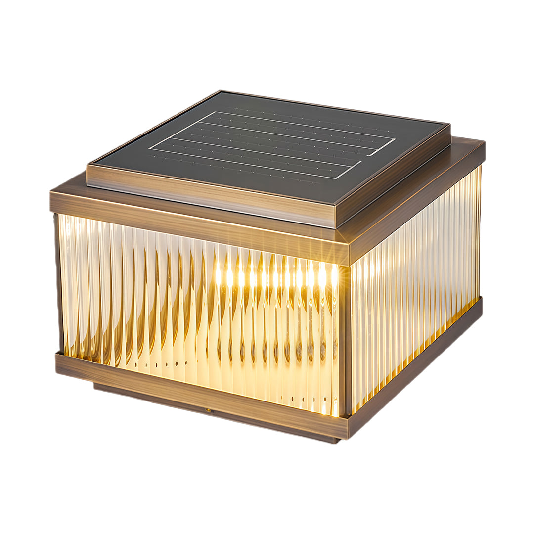 Fluted Glass Solar Post Cap Lights – Waterproof LED Outdoor Pillar Lamps