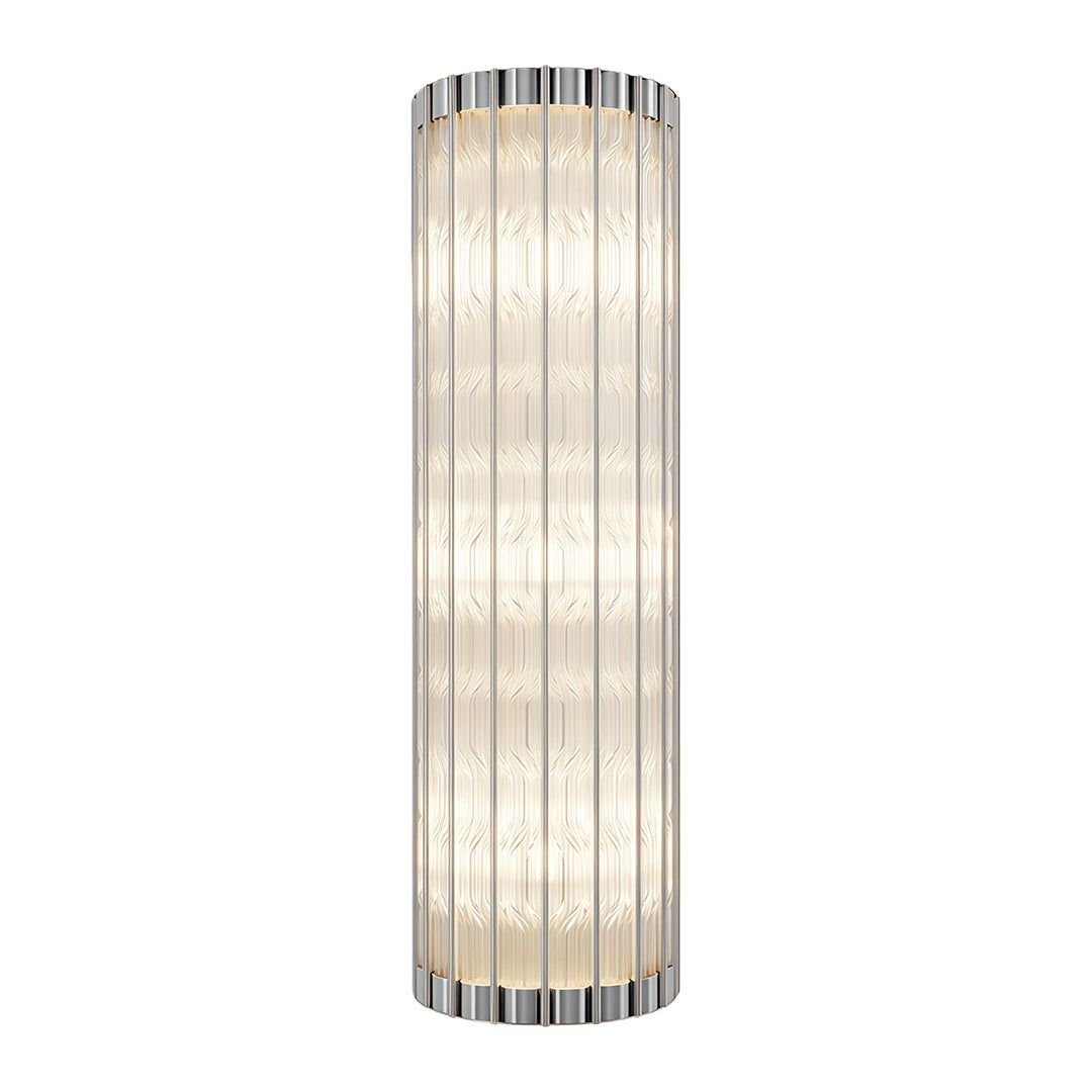 Aurelius Fluted Crystal Wall Lamp  – Cylindrical Glass Brass Interior Wall Lighting Fixture
