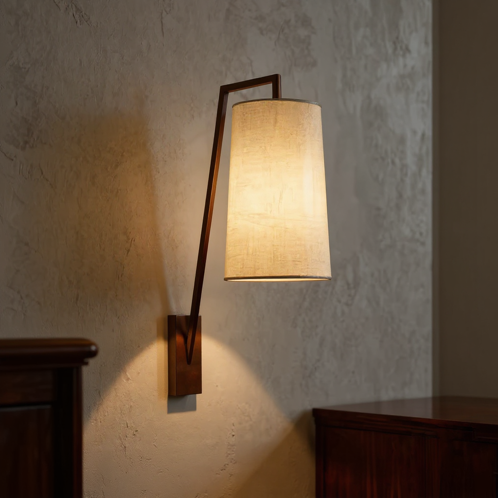 Arden Linen Arm Wall Lamp – Fabric Shade Interior Wall Lamp Fixture
