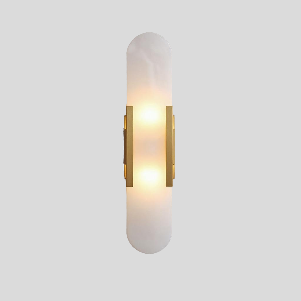 Modern Marble Wall Sconce – Luxury Gold Brass Cylindrical Fixture