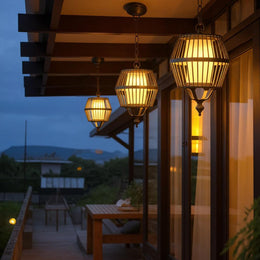 Vintage Cage Hanging Pendant Light – Waterproof LED Outdoor Balcony Patio Fixture