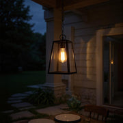 Tapered Clear Glass Hanging Pendant Light – Waterproof LED Outdoor Porch Patio Fixture