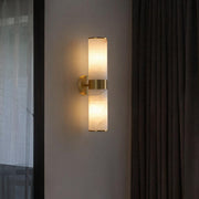 Modern Brass Cylinder Wall Lamp – Dual Frosted Glass Tube Light