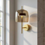 Modern Glass Globe Wall Lamp – Brass Rod Geometric Accent Light