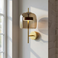 Modern Glass Globe Wall Lamp – Brass Rod Geometric Accent Light