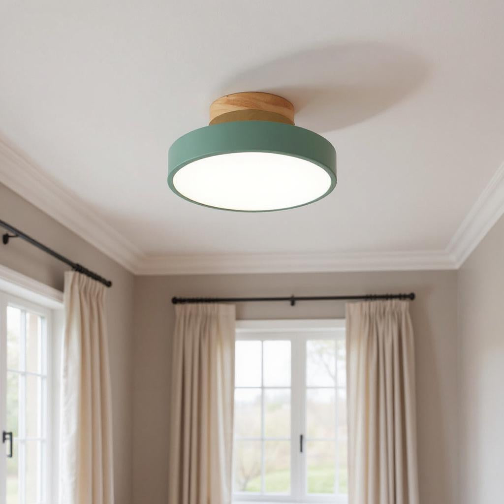 Nordic Wood Semi-Flush Ceiling Light – Minimalist LED Ceiling Fixture