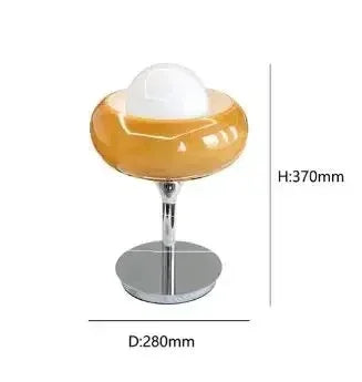 Solvra Orb Table Lamp – Modern Amber Glass Mushroom Bedside Accent LED Desk Lighting