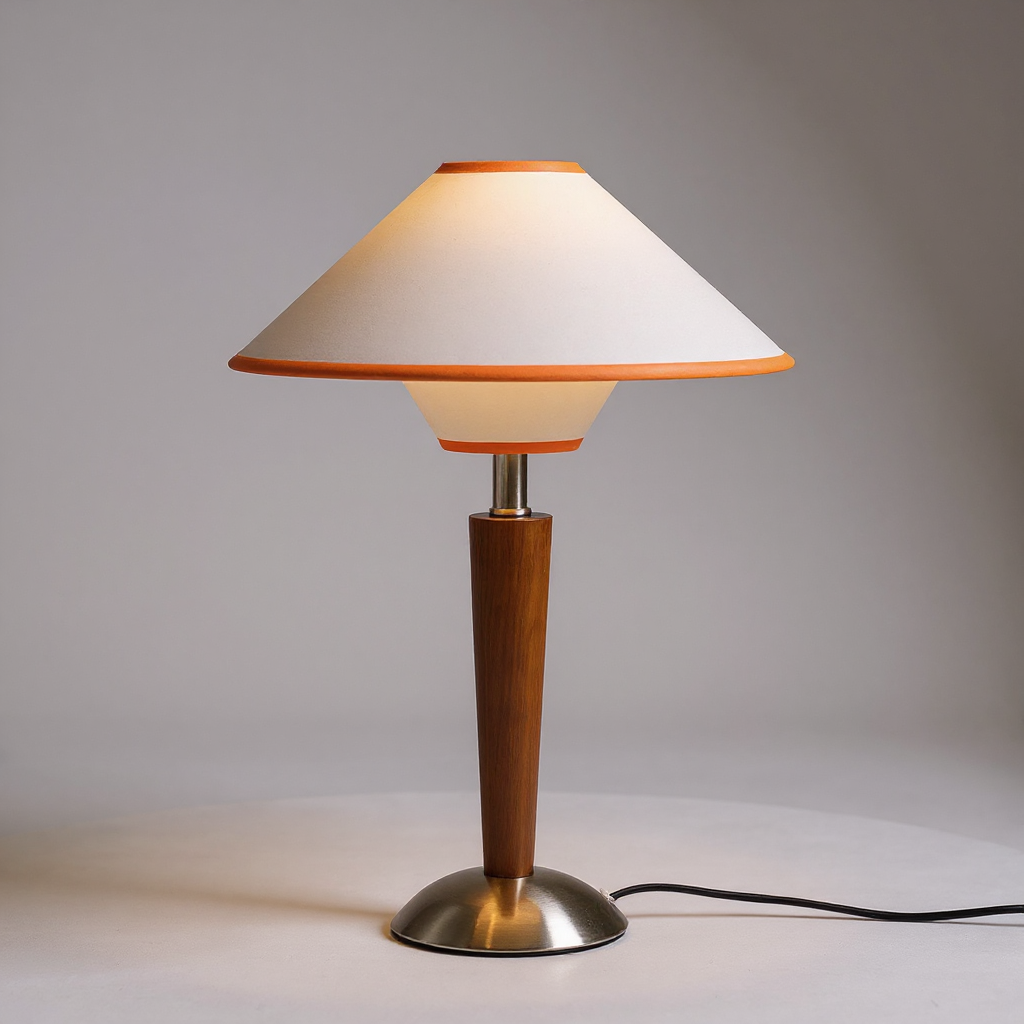 Talwood Dome Table Lamp – Oak Linen Shade Table Lighting Fixture