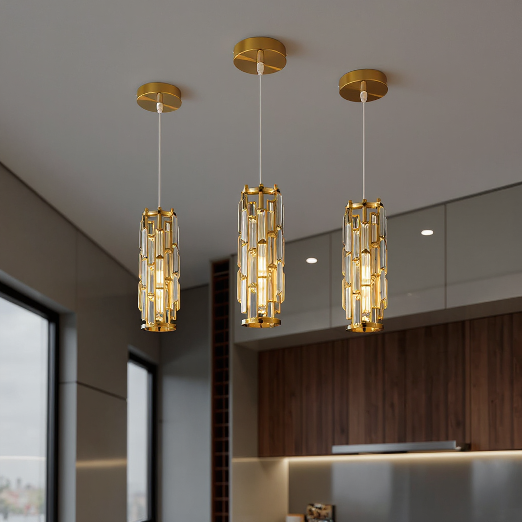 Prismatica Crystal Pendant Light – Cylindrical Kitchen Island Dining Room Chandelier Fixture