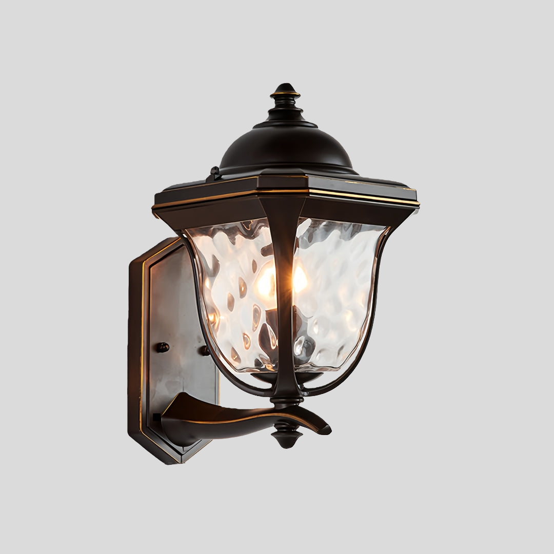 Regent Lantern Outdoor Wall Lamp Classic Series – Textured Glass Exterior Wall Lighting Fixture