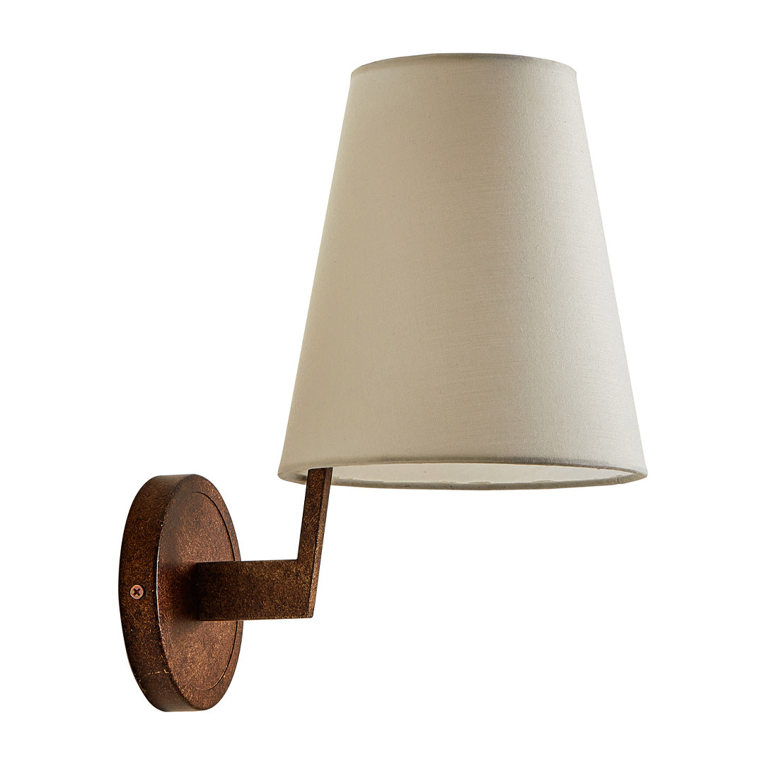Caldwell Linen Wall Lamp – Conical Fabric Shade Architectural Wall Lighting Fixture