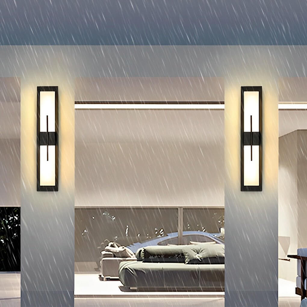 Rectangular LED Outdoor Wall Light – Waterproof Black Exterior Fixture
