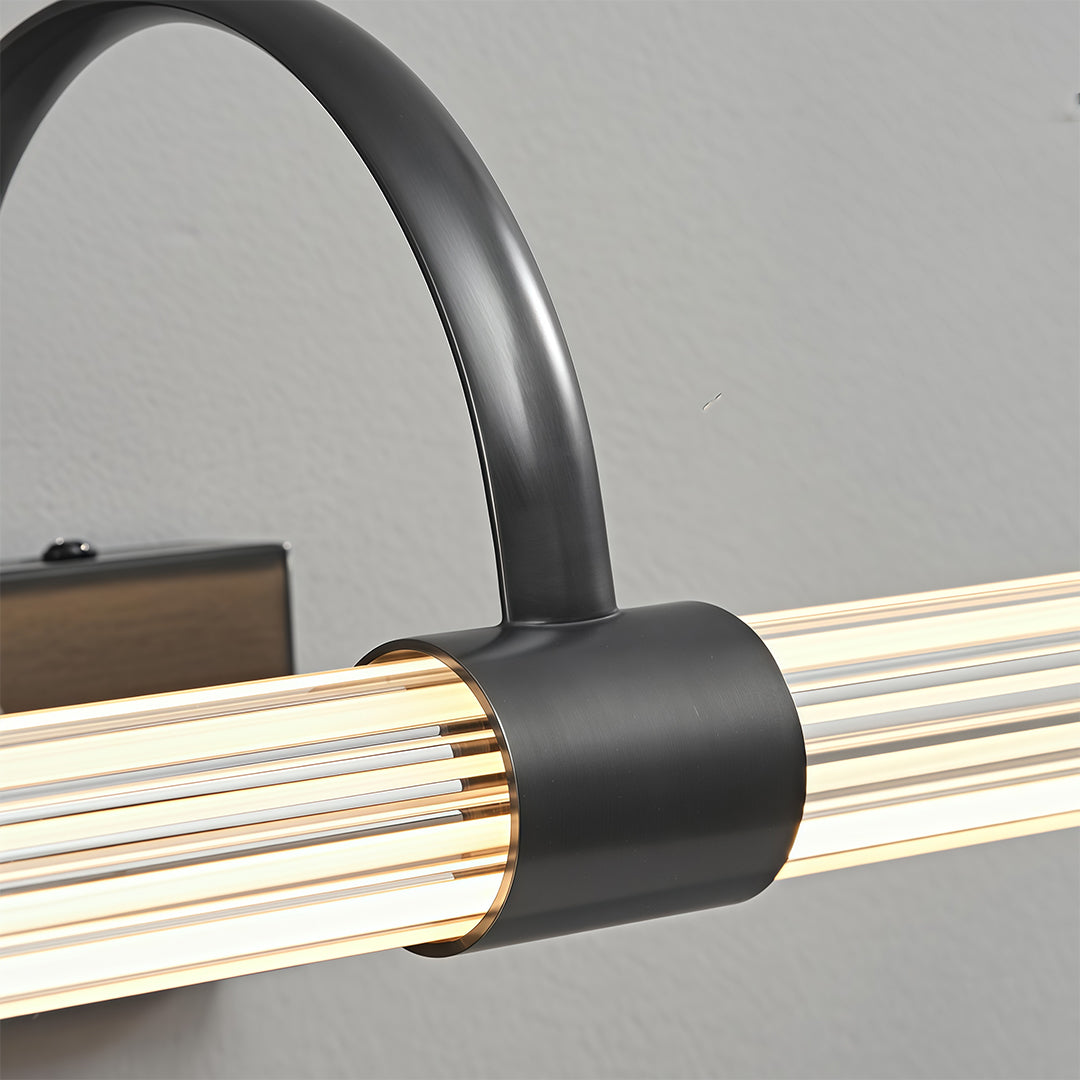 Aurex Vanity Light Bar – LED Brass Bathroom Mirror Wall Sconce Modern Glass Tube Fixture