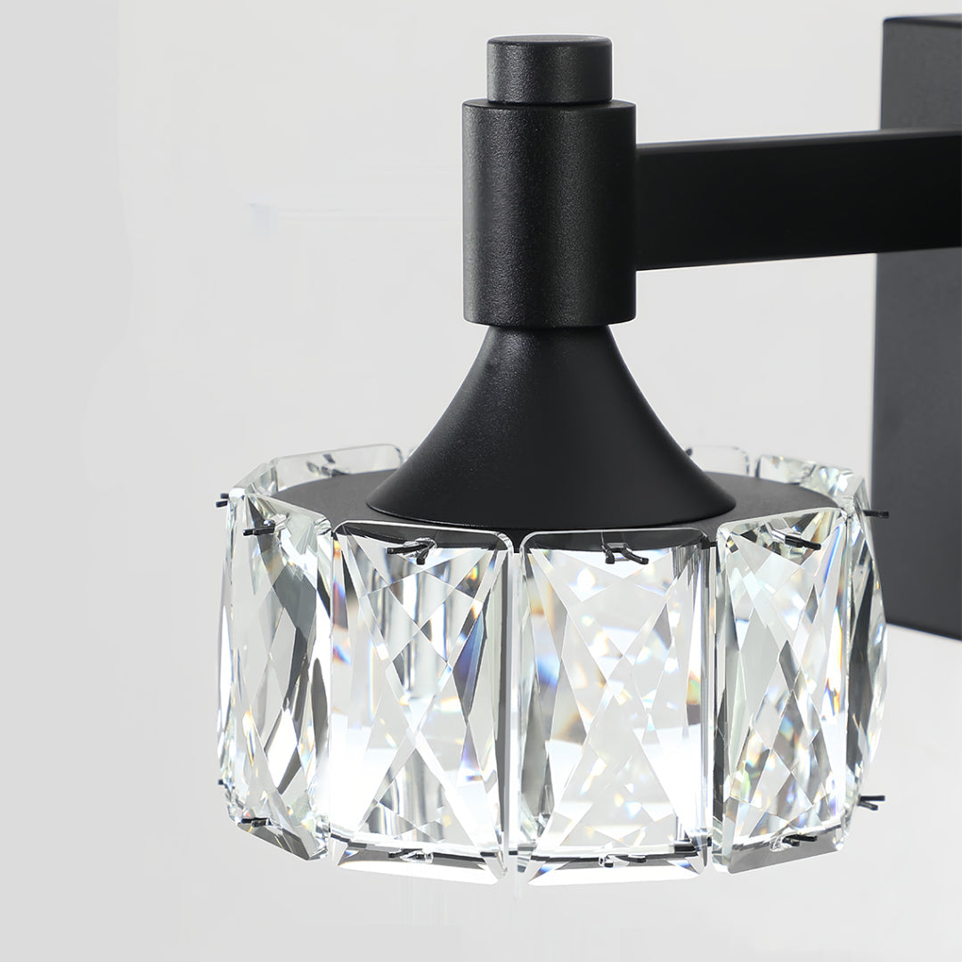 Virex Crystal Vanity Light – 4 Light LED Black Bathroom Mirror Wall Sconce Fixture