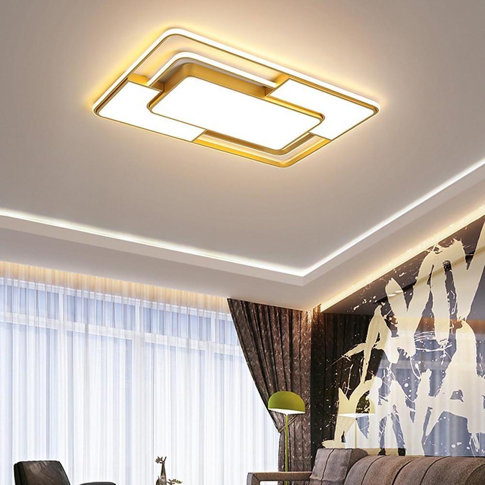 Lumisync LED Ceiling Light – Modern Geometric Flush Mount Fixture with Dimmable Remote Control