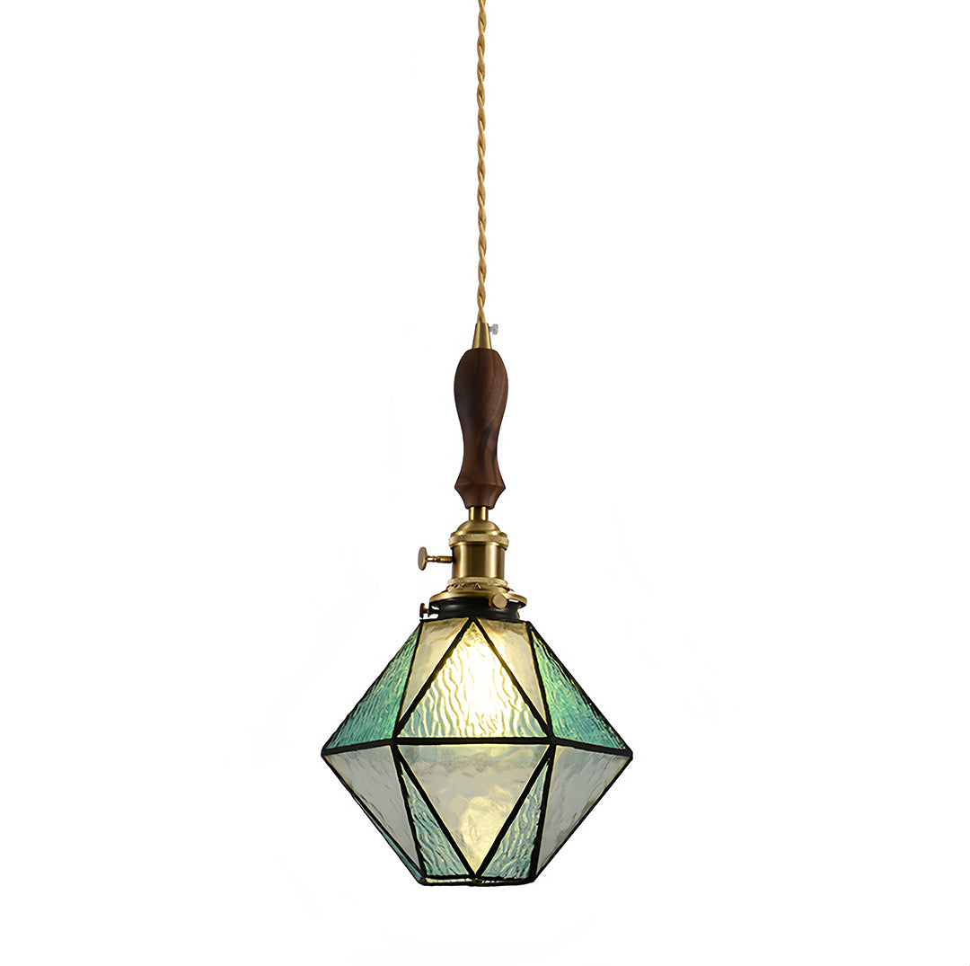 Velmora Glass Pendant Light – Vintage Geometric French Dining Kitchen Hanging Ceiling Lighting