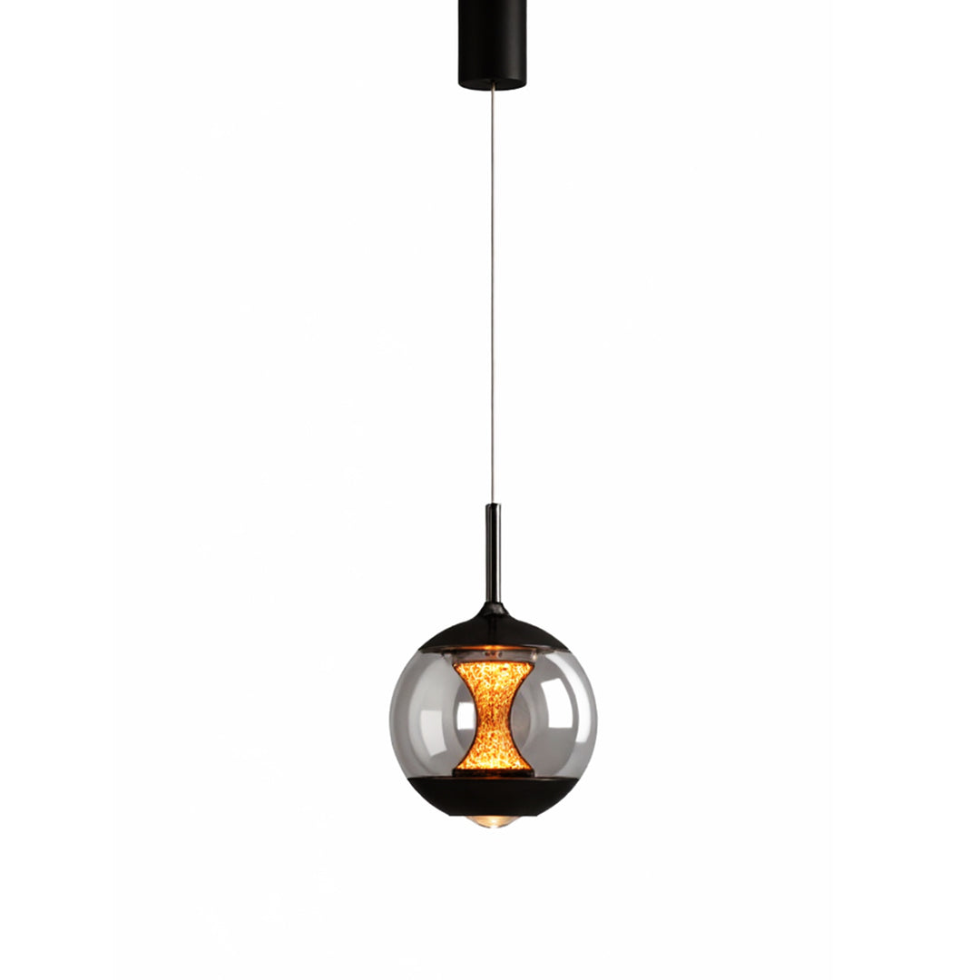 Orbital Glass Globe Pendant Light – Modern Black Kitchen Island Dining Room Hanging Fixture