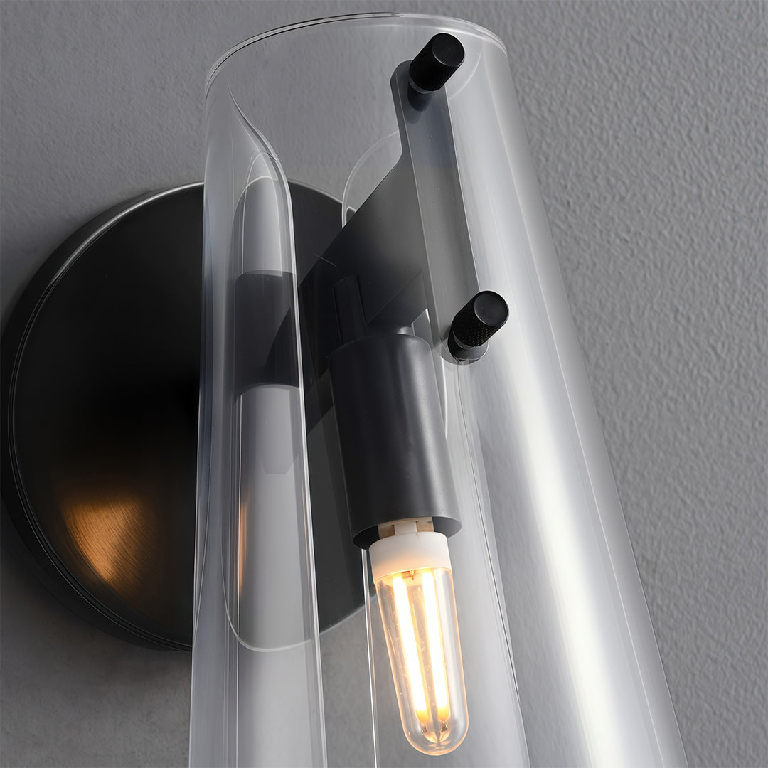 Vireo Tapered Glass Wall Lamp – Angled Clear Shade Interior Wall Lighting Fixture