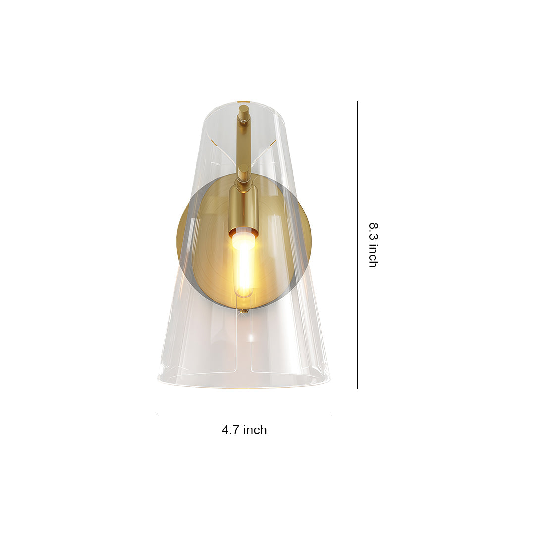 Vireo Tapered Glass Wall Lamp – Angled Clear Shade Interior Wall Lighting Fixture