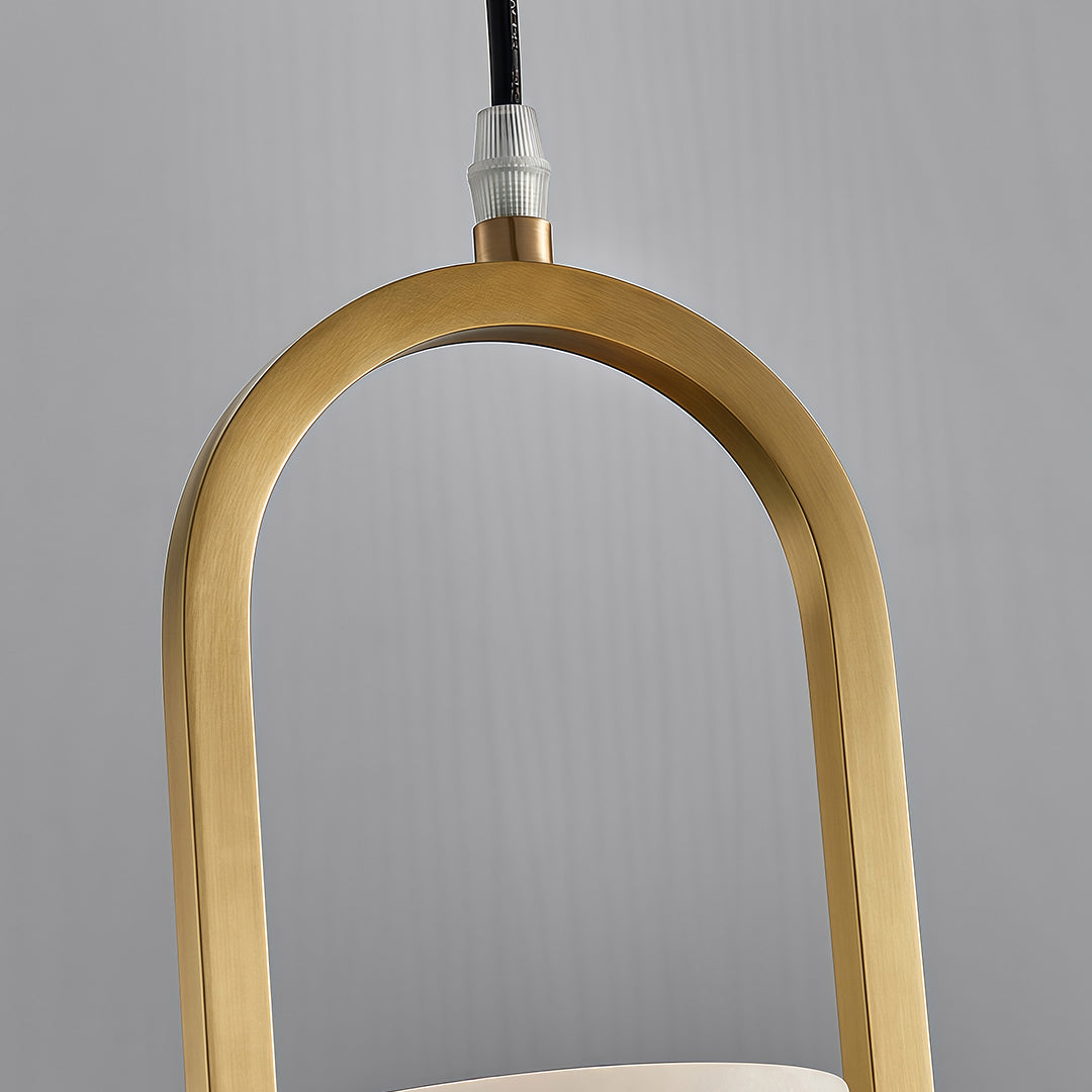 Valenne Arch Pendant Light – Modern Gold Cylinder Glass Dining Kitchen Island Hanging Ceiling Lighting