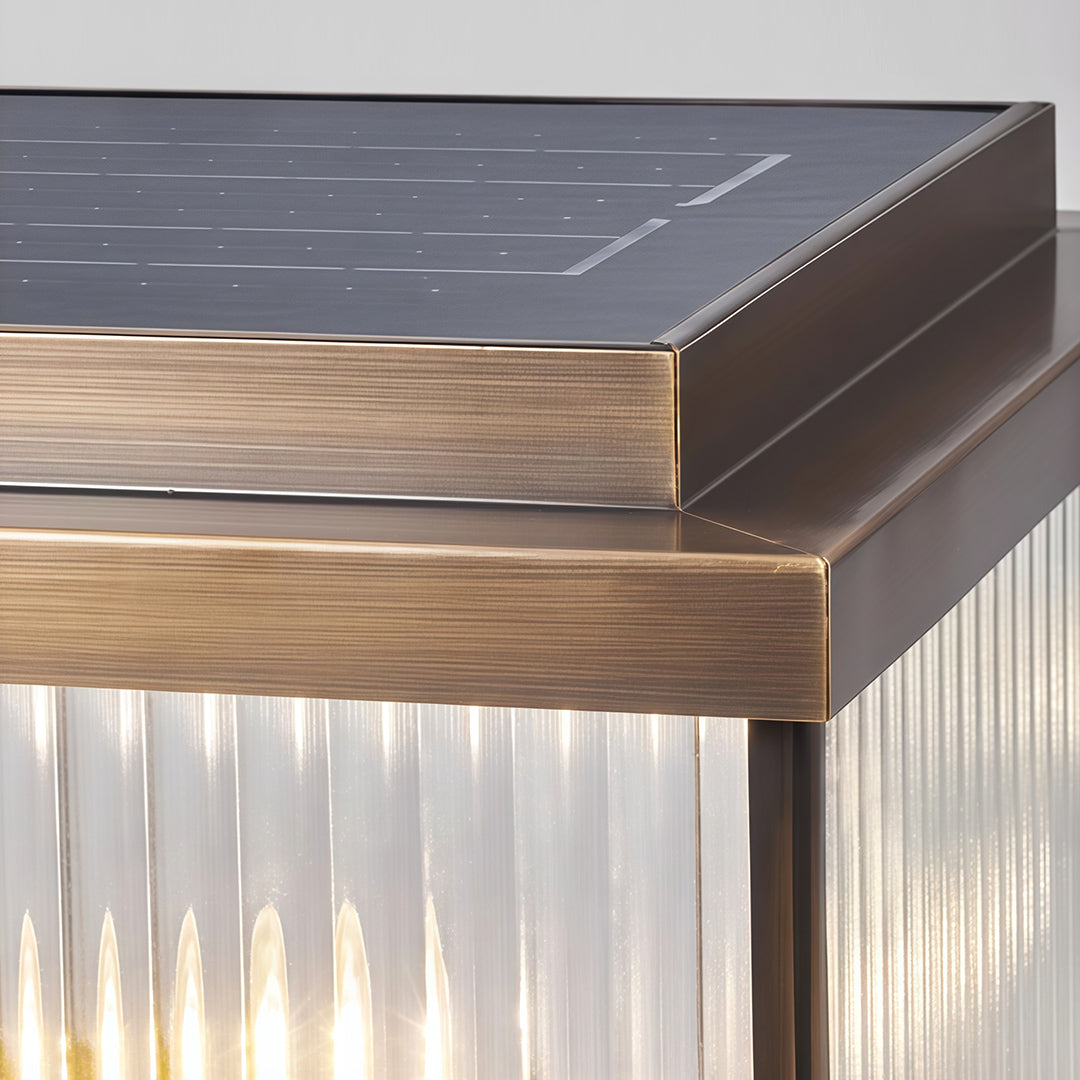 Fluted Glass Solar Post Cap Lights – Waterproof LED Outdoor Pillar Lamps