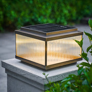 Fluted Glass Solar Post Cap Lights – Waterproof LED Outdoor Pillar Lamps