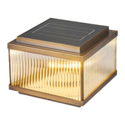 Fluted Glass Solar Post Cap Lights – Waterproof LED Outdoor Pillar Lamps