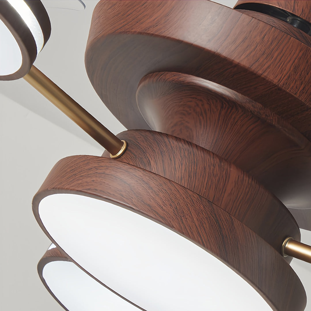 Aurex Four Light Ceiling Fan Light – Modern Gold LED Chandelier Fan Retractable Blade Fixture