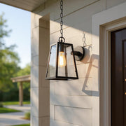 Tapered Clear Glass Hanging Pendant Light – Waterproof LED Outdoor Porch Patio Fixture