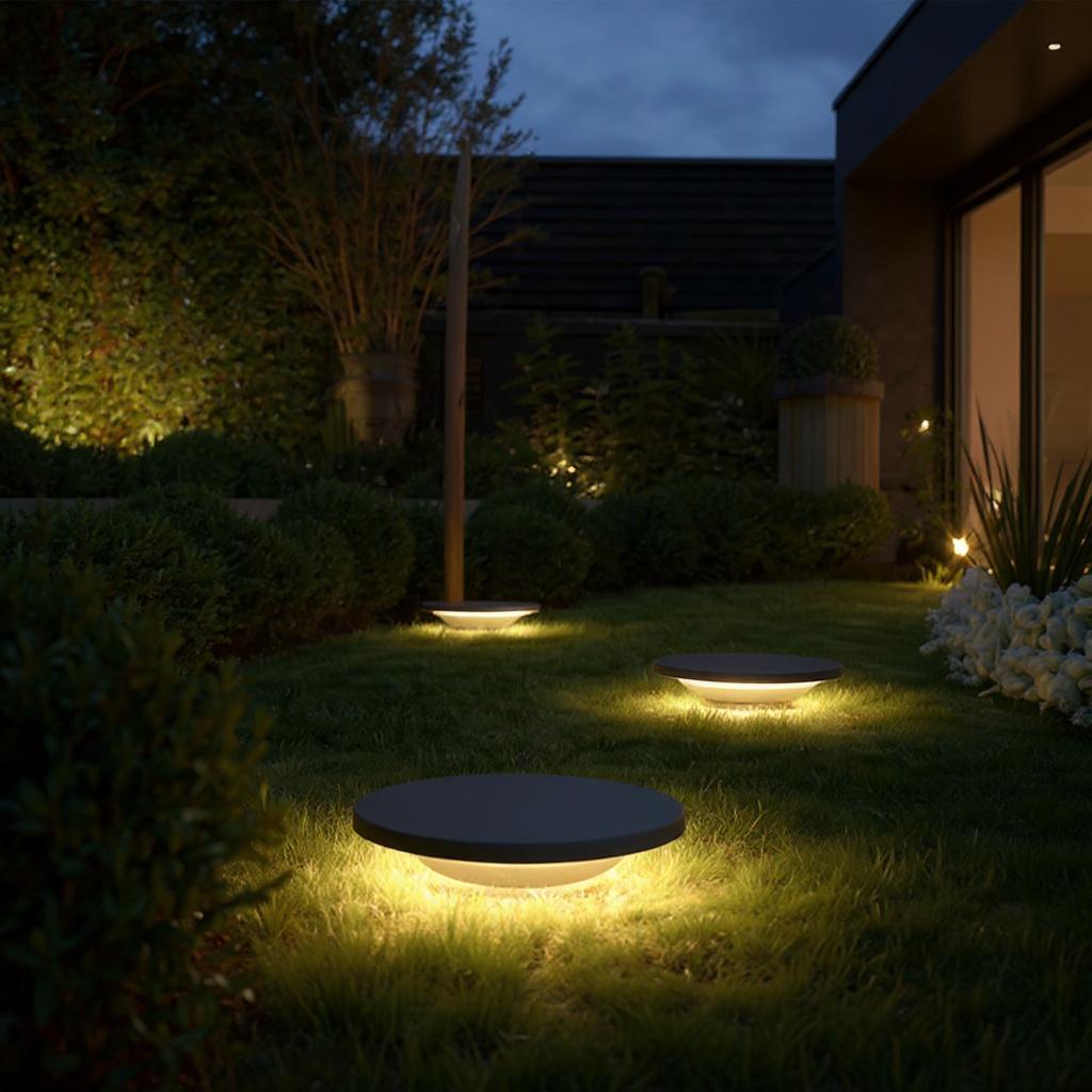 Flat Disc Solar Ground Lights for Garden Pathways – Waterproof LED Outdoor Landscape Fixtures
