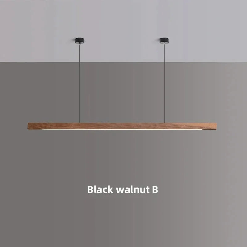 Breckton Linear Pendant Light – Wood Minimalist Kitchen Island Dining Room Table Ceiling Fixture