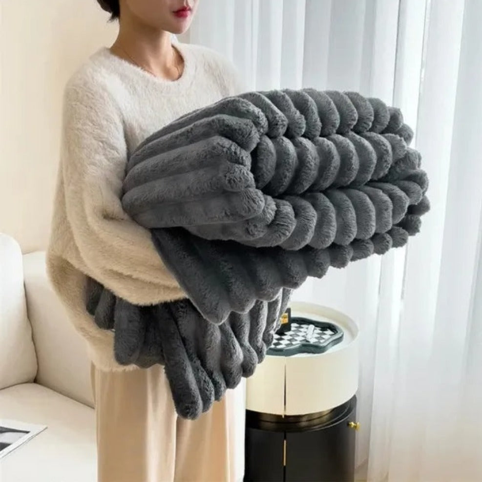Knotara Chunky Knit Throw Blanket – Soft Plush Cozy Luxury Grey Fleece Sofa Bed Living Room Decor