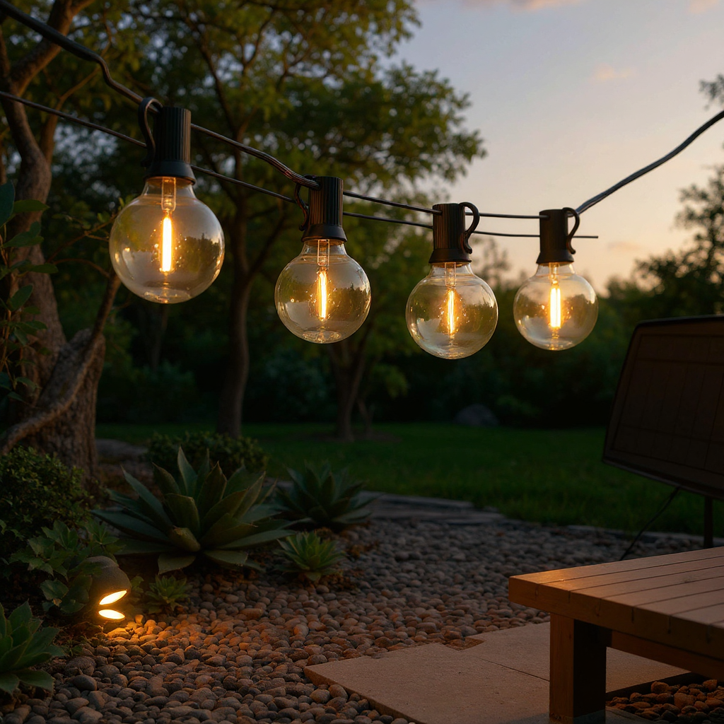 Meadow Globe String Lights – LED Outdoor Festoon String Lighting Fixture Solar USB
