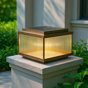 Fluted Glass Solar Post Cap Lights – Waterproof LED Outdoor Pillar Lamps