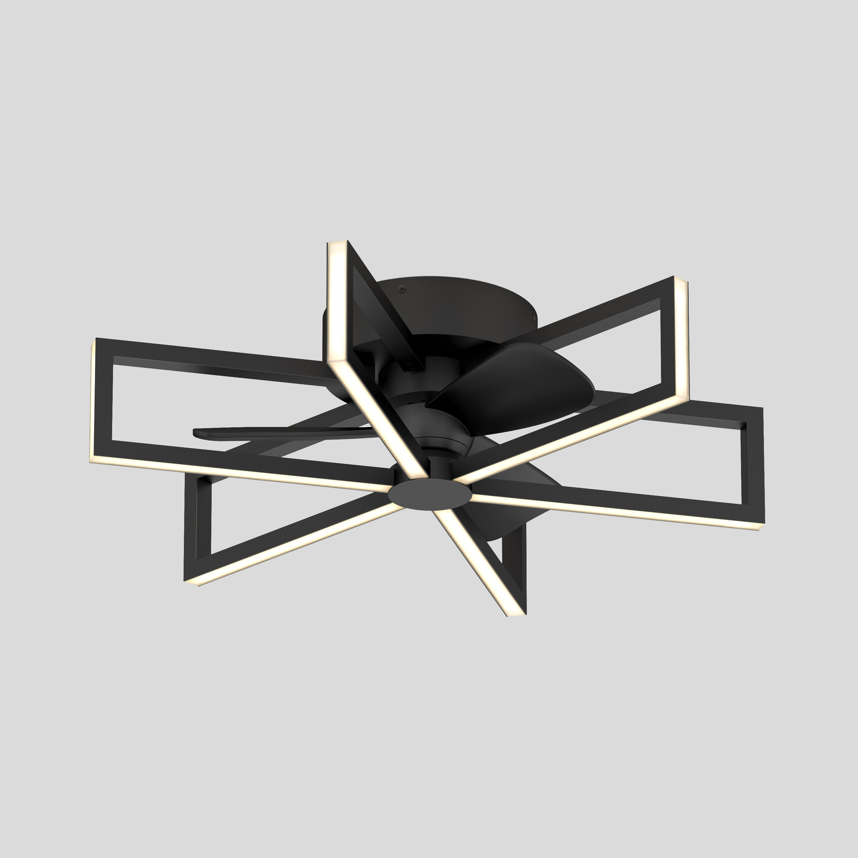 Zentari Ceiling Fan Light – Modern LED Black Flush Mount Minimalist Geometric Bedroom Lighting