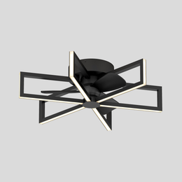 Zentari Ceiling Fan Light – Modern LED Black Flush Mount Minimalist Geometric Bedroom Lighting