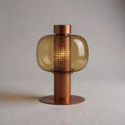 Modern Amber Glass LED Table Lamp – Warm Decorative Lighting Fixture