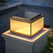 Fluted Glass Solar Post Cap Lights – Waterproof LED Outdoor Pillar Lamps