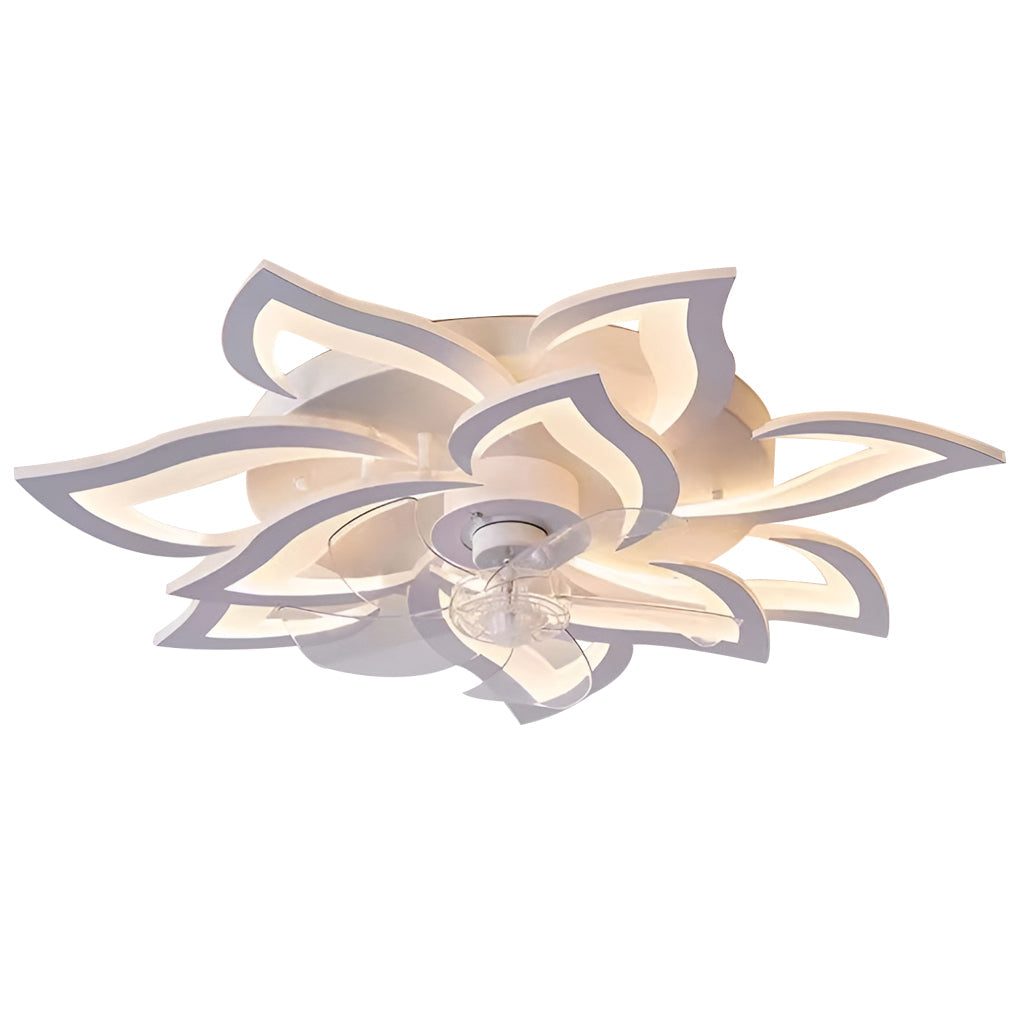 Florique LED Ceiling Fan Light – Modern Flower Flush Mount Bedroom Low Profile Lighting Fixture